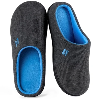 Image of RockDove Women&#039;s Original Two Tone Memory Foam Slipper, Size 3/4 UK Women, Dark Grey and Blue