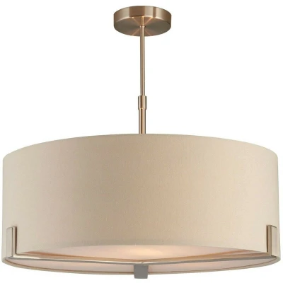 Image of Hayfield Multi Arm Pendant Light Satin Nickel Plate, Slate Grey Fabric