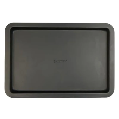 Image of Salter BW12559EU7 Bakes Baking Tray 37 cm Non Stick Coated Flat Oven Sheet, Large Cookie Tray, Safe Up to 220C, PFOA Free, Bake &amp; Roast Vegetables/Biscuits/Pastries, Durable, Black