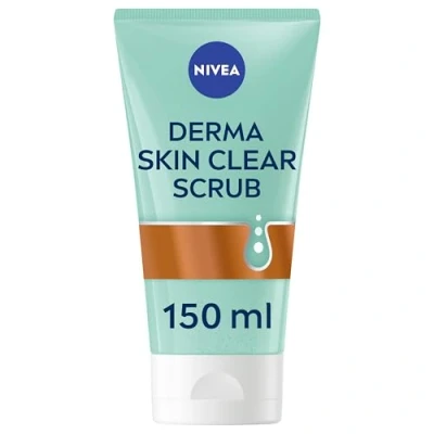Image of NIVEA Derma Skin Clear Scrub (150ml), Exfoliating Face Scrub, Salicylic Acid Enriched with Niacinamide to Unclog Pores and Refine Textures, For Blemish Prone