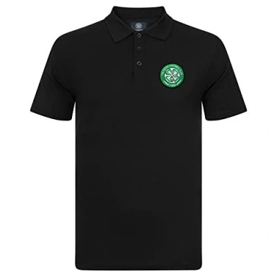 Image of Celtic FC Official Football Gift Mens Crest Polo Shirt Black XL