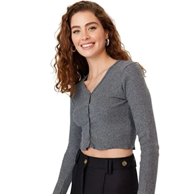 Image of Trendyol Women Fitted Basic V Neck Knit Blouse