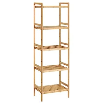 Image of SONGMICS 5 Tier Bamboo Storage Rack for Bathroom, Kitchen, Bedroom, 31.5 x 45 142 cm, Natural BCB075N01