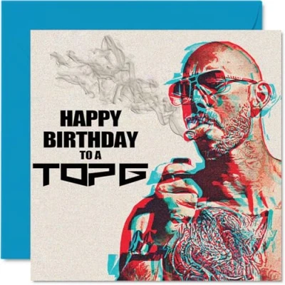 Image of Funny Birthday Cards for Men Him Top G Happy Card Brother Son Friend Colleague Uncle Dad Grandad Cousin, 145mm x Joke Humour Banter Bday Greeting