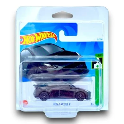 Image of Hot Wheels Tesla Model Y (Black) 3/10 HW Green Speed 2024 15/250 (Short Card) COMES IN A GENUINE KLAS CAR KEEPER PROTECTOR CASE HTC93