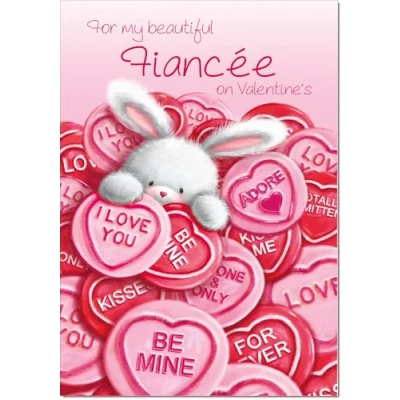 Image of doodlecards Fiancee Valentine&#039;s Day Card Love Heart Sweets Medium Size with Plain Envelope