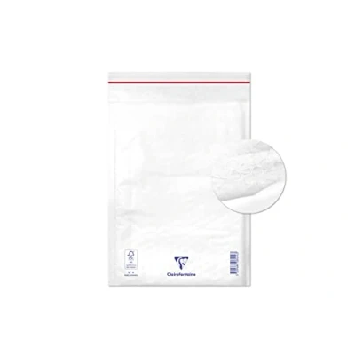 Image of Clairefontaine Ref 7344C Extra White Kraft Padded Peel and Seal Envelopes 175 x 265mm Size, 80gsm Paper, 35 Micron Bubble Wrap Film Wrapped Pack of 10