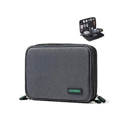 Image of UGREEN Travel Accessories, Portable Bag Electronics Organiser Large Capacity Tech Pouch for Small Gadget USB Charging Cable Charger Adapter Power Bank Hard Drive SD Card(S)