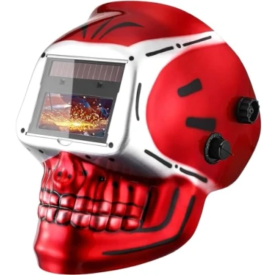 Image of DEKO Welding Helmet Auto Darkening: True Color Solar Powered Darkening Helmets Welder Mask Hood (Skull Design)