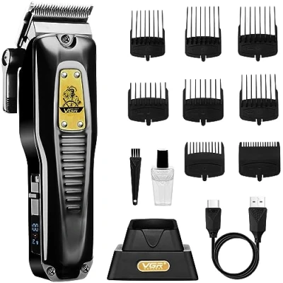 Image of VGR Cordless Hair Clippers for Men with Taper Lever and Turbo Mode Professional Mens Cutting Kit Ceramic Blades Rechargeable
