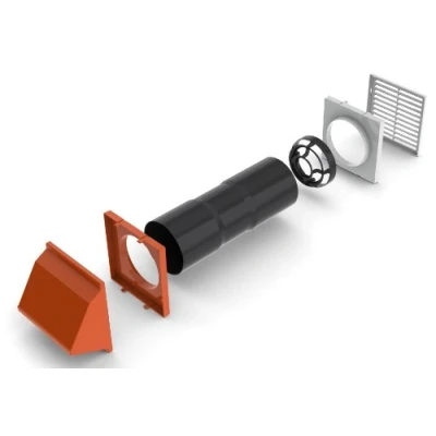 Image of Through Wall Anti Draught 5&quot; 127mm x 358mm Core Drill Air Vent Ventilator Terracotta Red Cowl For Gas Appliances
