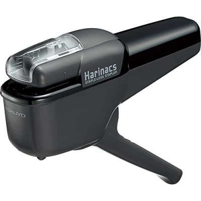 Image of Kokuyo Harinacs Japanese Stapleless Stapler Black SLN MSH110D Up To 10 Papers