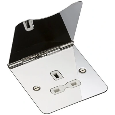 Image of KnightsBridge 13A 1 Gang UK 3 Pin Unswitched Flat Plate Floor Socket Polished Chrome