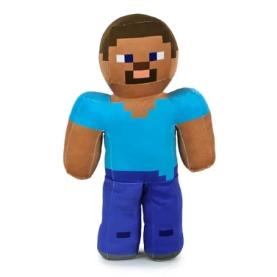 Image of Plush Minecraft Video Game Characters Enderman, Camel, Ocelot, Pig, Steve, Alex, Creeper, Wolf Sizes according to Model Super Soft Quality (Steve)