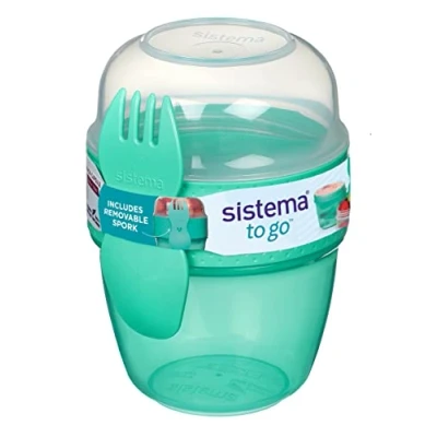 Image of Sistema Snack Capsule To Go with 2 Compartments &amp; spork 515 ml Minty Teal