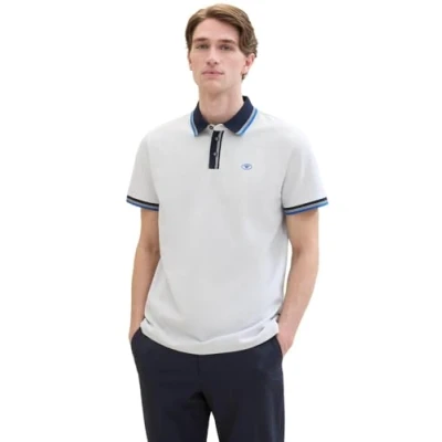 Image of TOM TAILOR Men&#039;s 1040822 Polo Shirt, 27054 Offwhite Streaky Two Tone, XXXL