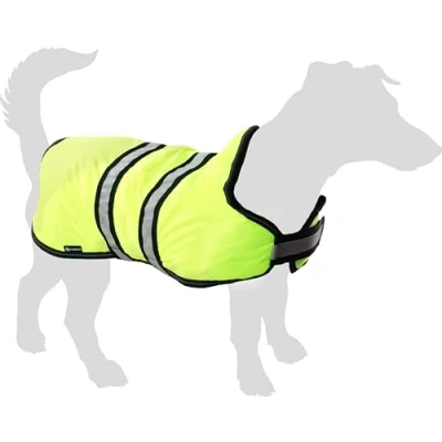 Image of Flamingo Eisbar Fluo Dog Winter Coat Yellow 50 cm Washable Splash Resistant Quilted and Finished with Fleece Inside A:50cm B:52 60cm C:60 68cm