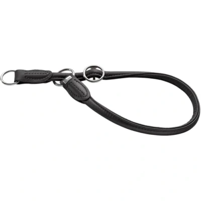Image of HUNTER Round and Soft Nickel Training Collar with Stop, 45 cm X 10 mm, Small, Nappa Black