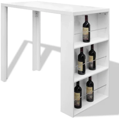 Image of vidaXL Bar Table MDF with Wine Rack High Gloss White