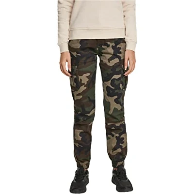 Image of Urban Classics Women&#039;s Ladies High Waist Camo Cargo Pants Trouser, Multicolour (Woodcamo 00841), 31