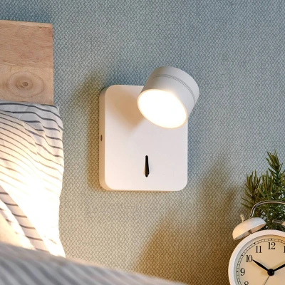 Image of Lucande Moving, white LED wall lamp Vidda with switch