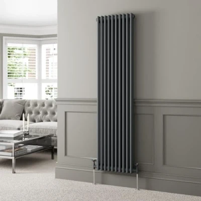 Image of DuraTherm® 1800 x 470mm Anthracite Grey Traditional Vertical Designer Radiator Double Column Colosseum Cast Iron Style Central Heating Panel Radiators Rad