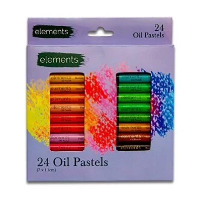 Image of Elements Oil Pastels Pack of 24 Large Size Pastel Colour Set Drawing Painting Portrait Sketching for Artists Beginners, (7 x 1.1 cm)