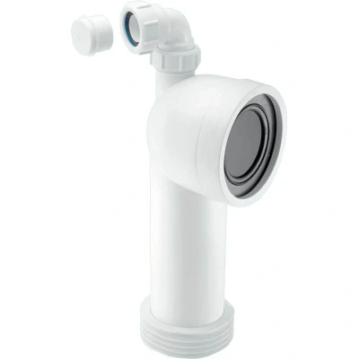 Image of McAlpine 90 Degree Bend Adjustable Length Rigid Wc Connector With Vent Boss Con8V