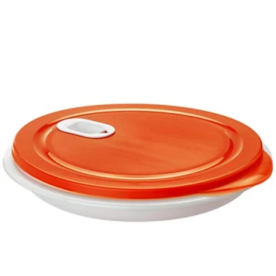 Image of Rotho, XL Clever, Microwave plate 1.2l with lid and partition, Plastic (PP) BPA white/red, 1,2l (26,0 x 26,0 4,8 cm)