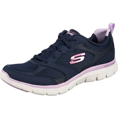Image of Skechers Women&#039;s Flex Appeal 4.0 Active Flow Sneaker,Navy Leather/Mesh/Trim, 4 UK