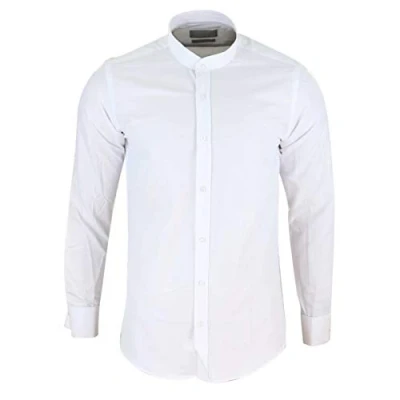 Image of TruClothing Mens White Nehru Removable Collar Button Shirt Slim Regular Fit pb M