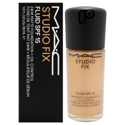 Image of Studio Fix Fluid SPF 15 24Hr Matte Foundation Plus Oil Control NC40 by MAC for Women 1 oz