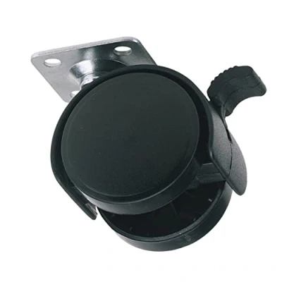 Image of Draper Twin Nylon Plate Castor with Brake, 40mm Diameter, S.W.L. 25kg