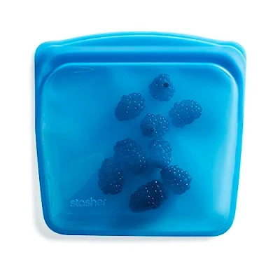Image of Stasher Sandwich Bag (Blueberry) Reusable Freezer Bags For Travel and Food Storage Silicone Plastic 21cm x 20.3cm 1.3cm / 440ml