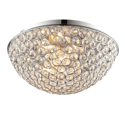 Image of Chryla 3 Light Bathroom Flush Ceiling Chrome, Clear Crystal Detail IP44, G9