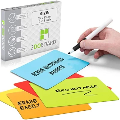 Image of Magnetic Notes or Sticky 6 x 4 Inch Mix (5 Colors) Set of 25 pieces Write, Clean and Reuse