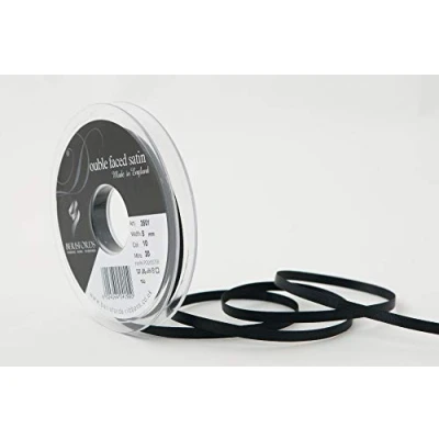 Image of Berisfords Double FACE Poly Satin Ribbon, Black, 5 mm