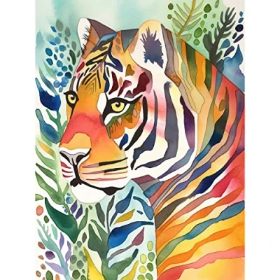Image of Artery8 The Hidden Tiger Folk Art Unframed Wall Print Poster Home Decor Premium