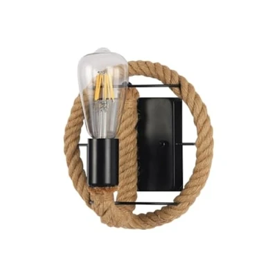 Image of LONCHAN Vintage Retro Wall Lamp American Rope Industrial Iron Pipe Tall Loft Restaurant Corridor Living Room Balcony Lights (No Light Source)