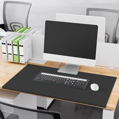 Image of Leather Desk Pad, Writing Mat with Edge Protector, Large Mouse Pad Keyboard for Office/Home/Work, Waterproof Table Protector Office Mat,60 * 40cm,Black