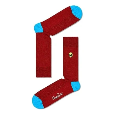 Image of Happy Socks Ribbed Embroidery Alien Printed Crew Socks, multicoloured, 36 40