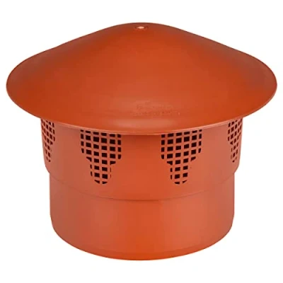 Image of Vent Cowl 160mm Waste Pipe Terminal Valve Soil Air Mushroom Cap Orange