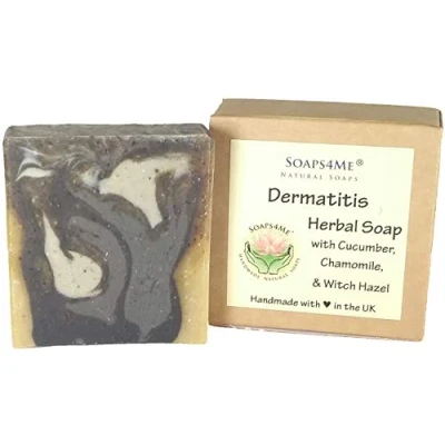 Image of SOAPS4ME Dermatitis Herbal Natural Handmade Soap Cucumber Chamomile St John&#039;s Wart Slippery Elm Stinging Nettle Witch Hazel Neem Dead Sea Mud Shea Butter