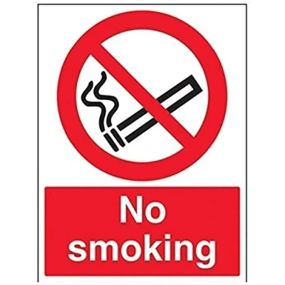 Image of V Safety 57034BC S No Smoking Prohibition Sign Portrait 300mm x 400mm Self Adhesive Vinyl, Black/Red