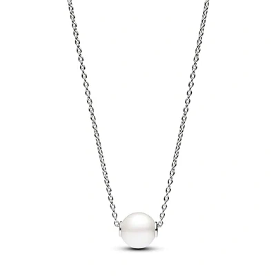 Image of Pandora Treated Freshwater Cultured Pearl Collier Silver Necklace 45cm