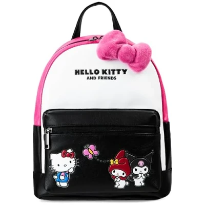 Image of Hello Kitty Backpack for Women Teenagers Girls Fashion Mini Daypack Double Strap (Pink/Black)