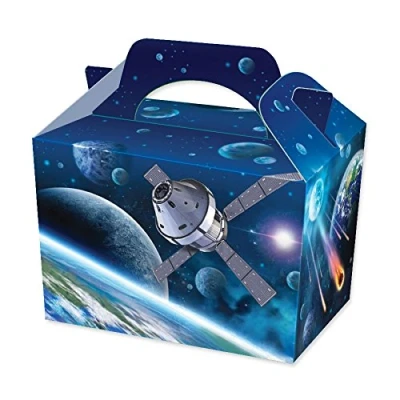Image of Single Outer Space Card Party Food or Treat Box Kids Lunch Picnic