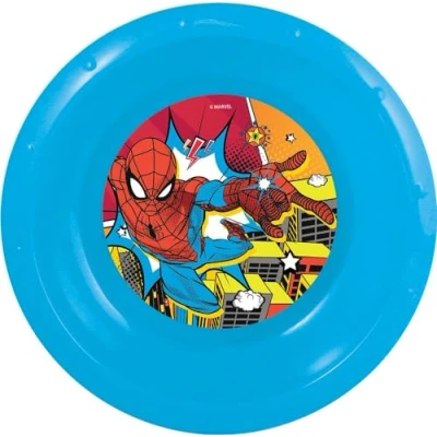 Image of TataWay in viaggio si cresce Marvel Spiderman Blue Plastic Bowl for Children Accidental Impact Resistant and Reusable