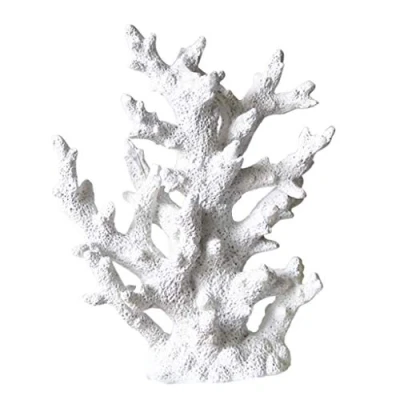Image of Artificial Coral Ornament Underwater Sea Plants Decorations Craft Resin Aquarium Fish Tank White