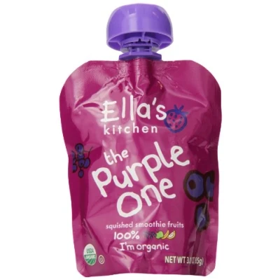 Image of Ella&#039;s Kitchen Organic Smoothie Fruits, The Purple One, 3 Ounce Pouches (Pack of 7)